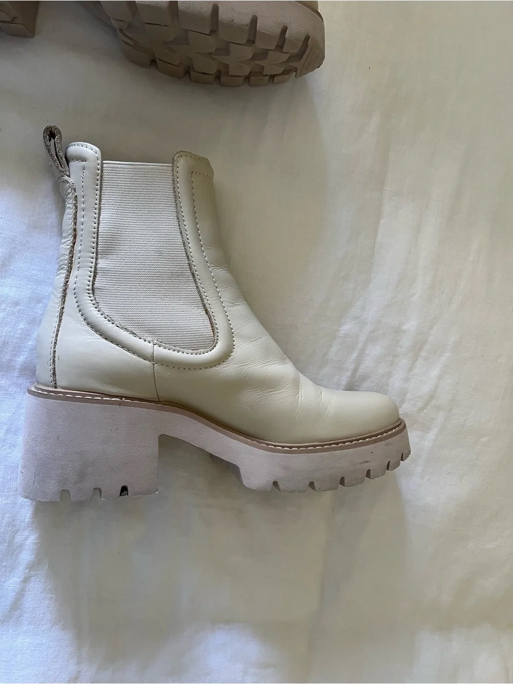 Dolce Vita Cream Lug-Heel Chelsea Booties